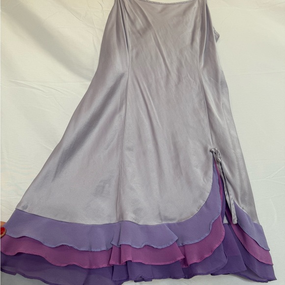 Victoria Secret 100% Silk y2k purple pink Ruffle Slip Dress w/ side slit - Picture 3 of 6